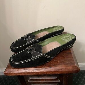 Vintage Cole Haan Nike Air Black Suede Leather Mule Loafers